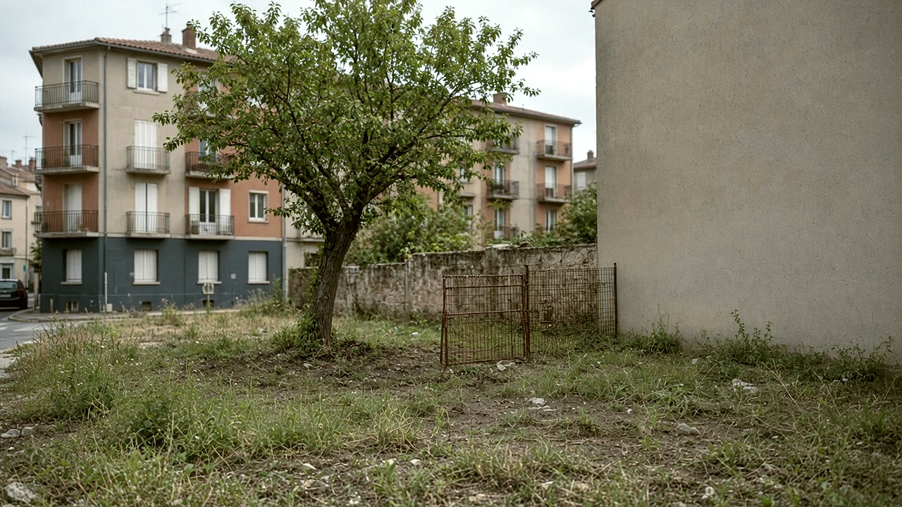 Un terrain en friche du quartier de la Gare, un arbre isol&eacute;, une vieille cl&ocirc;ture&nbsp;: le futur jardin communautaire.